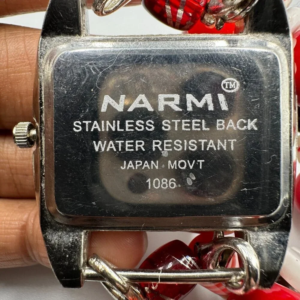 3/$30 Narmi Watch Women Silver Tone Utah Football Bead Stretch Bracelet
